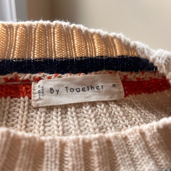 By Together Cream Crewneck with Navy, Yellow & Red Stripes - Picture 2 of 2